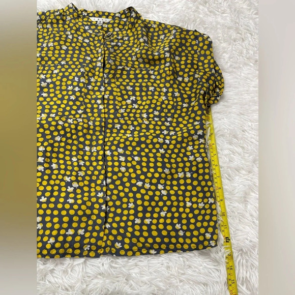 CAbi 100% Silk Clover Polka Dot Short Sleeve Button Down Blouse Women’s Size S - Picture 13 of 13
